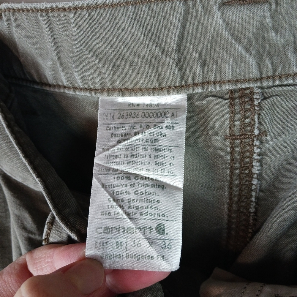 Carhartt Pants Mens 36x36 Gray B151 Canvas‎ Work Dungaree Loose Original Fit - Picture 6 of 6